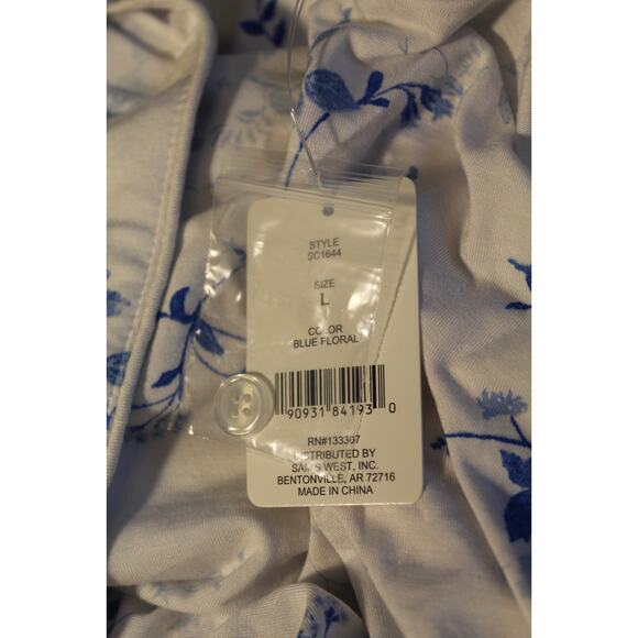 NWT ! LOFT Sleep Blue & White Floral Pajama Set Women’s Size L - Picture 4 of 4